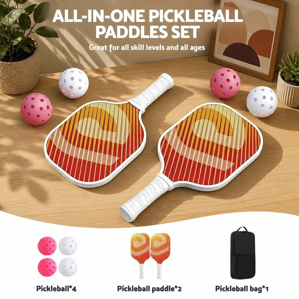 Orange Honeycomb Core Pickleball Set