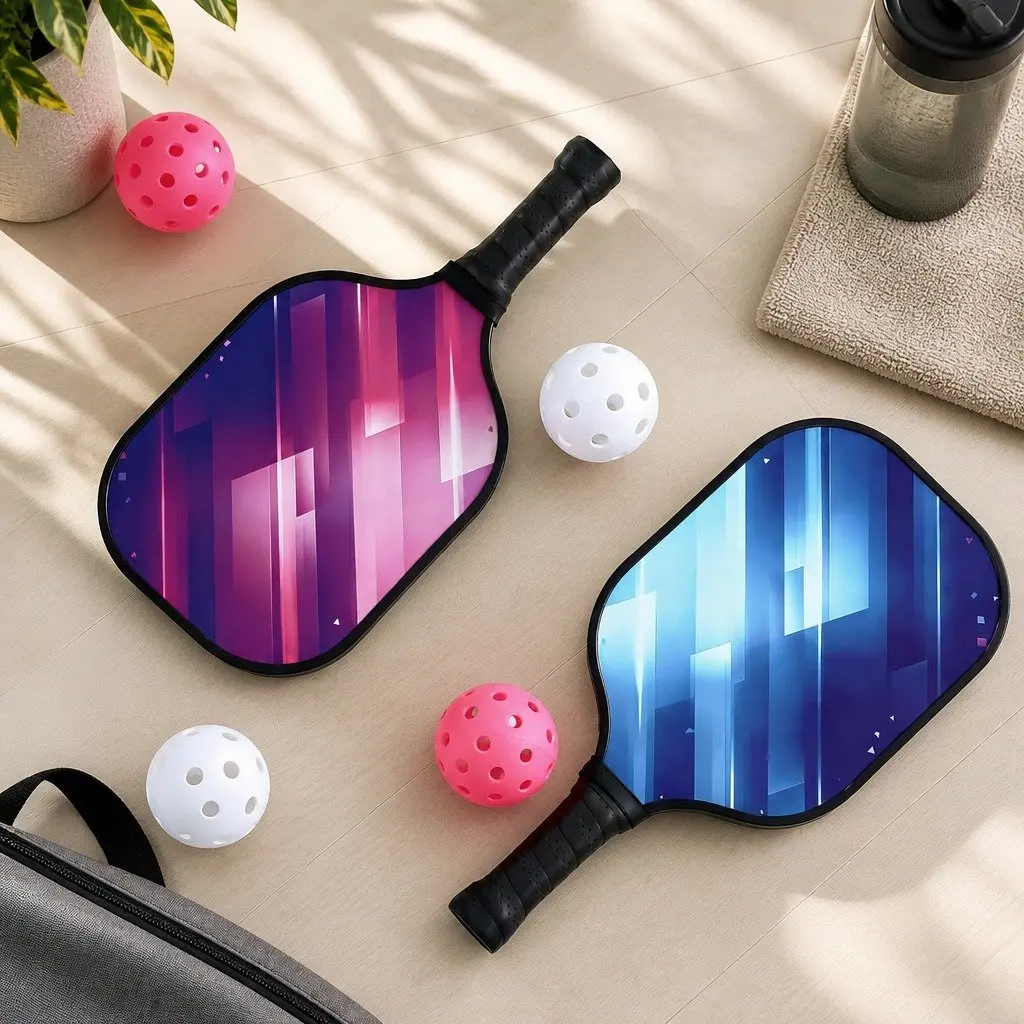 Pickleball Paddle Set Honeycomb Core Fibreglass Racquet With 4 Balls Storage Bag
