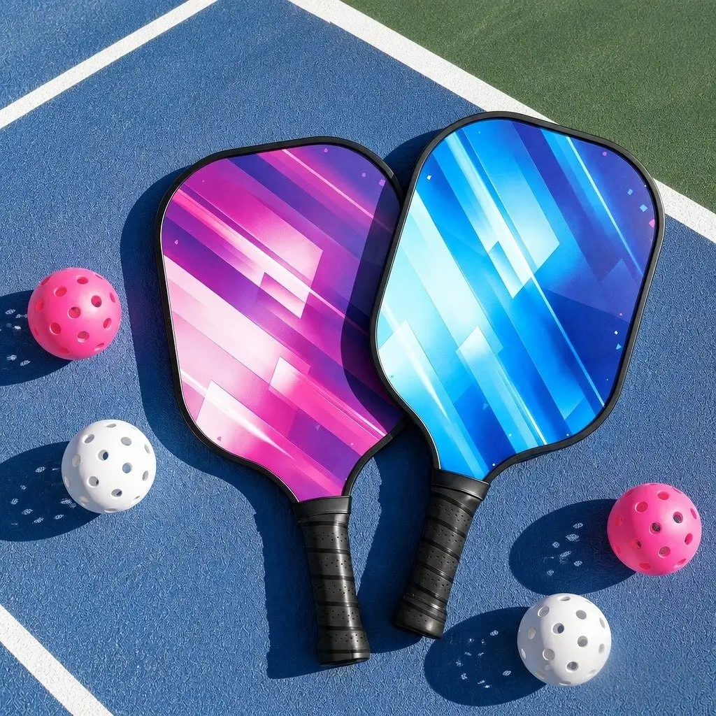 Pickleball Paddle Set Honeycomb Core Fibreglass Racquet With 4 Balls Storage Bag