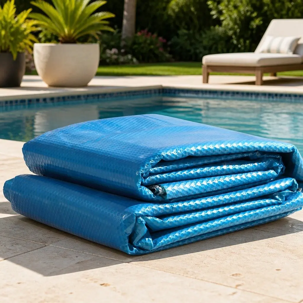 Solar Swimming Pool Cover 10 x 4.7M 400 Micron Bubble Blue Silver