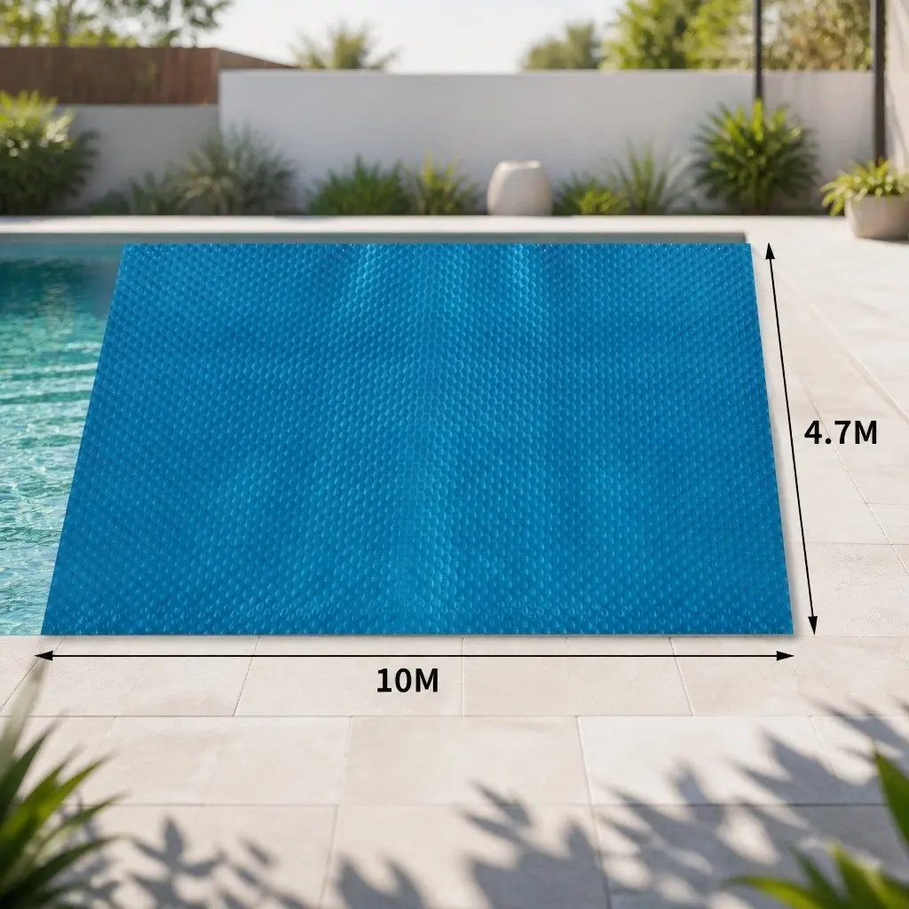 Solar Swimming Pool Cover 10 x 4.7M 400 Micron Bubble Blue Silver