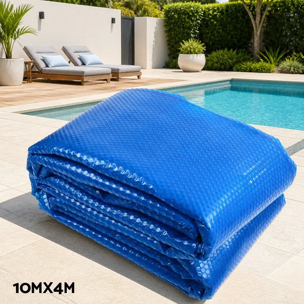 Pool Cover 10m x 4m Solar Blanket 500 Micron Blue with Aluminium Roller Kit