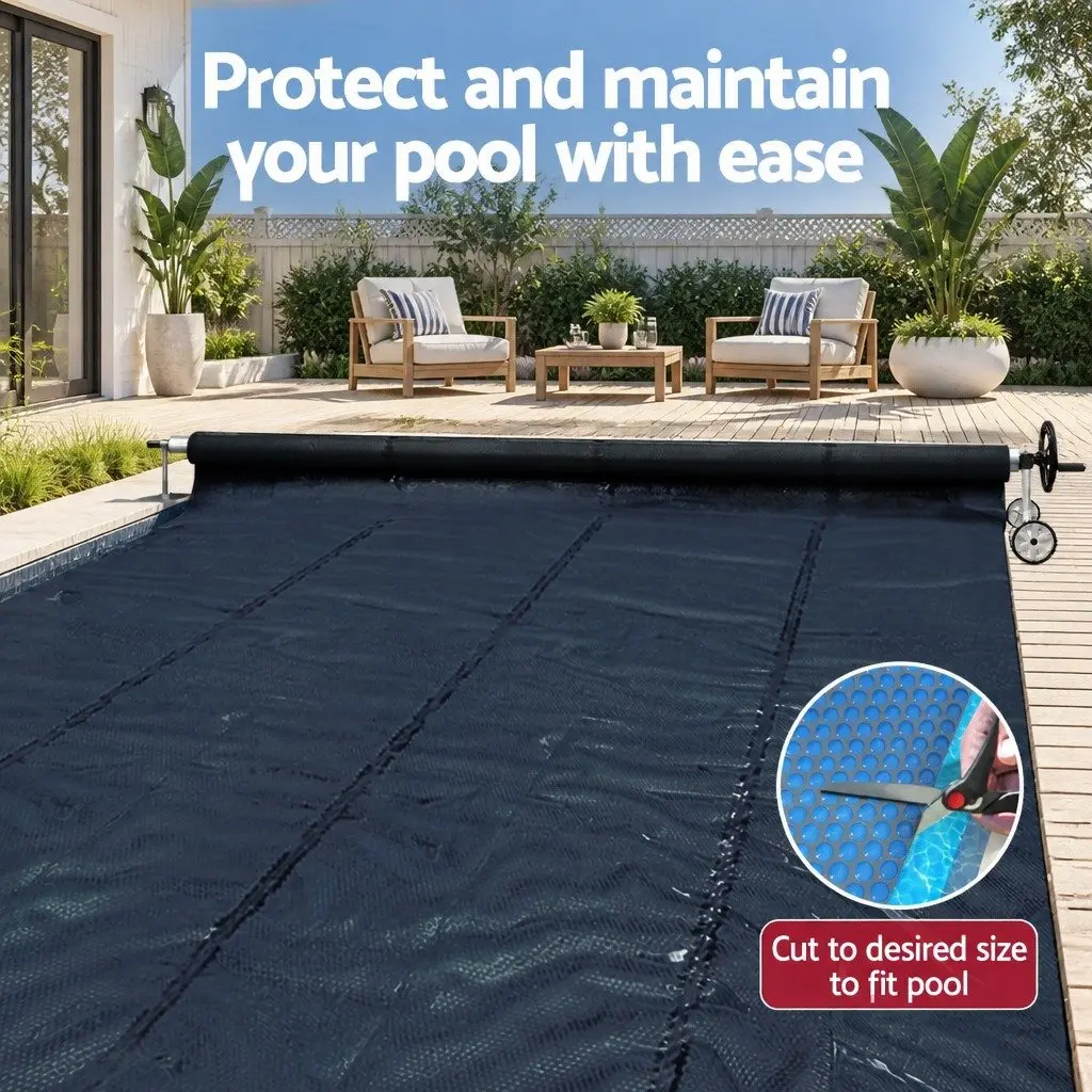 Pool Cover 10x4m 600 Micron Solar Blanket with Aluminium Roller Crank Wheel