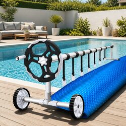11m x 4.8m Blue Solar Pool Cover, 500 Micron with Roller