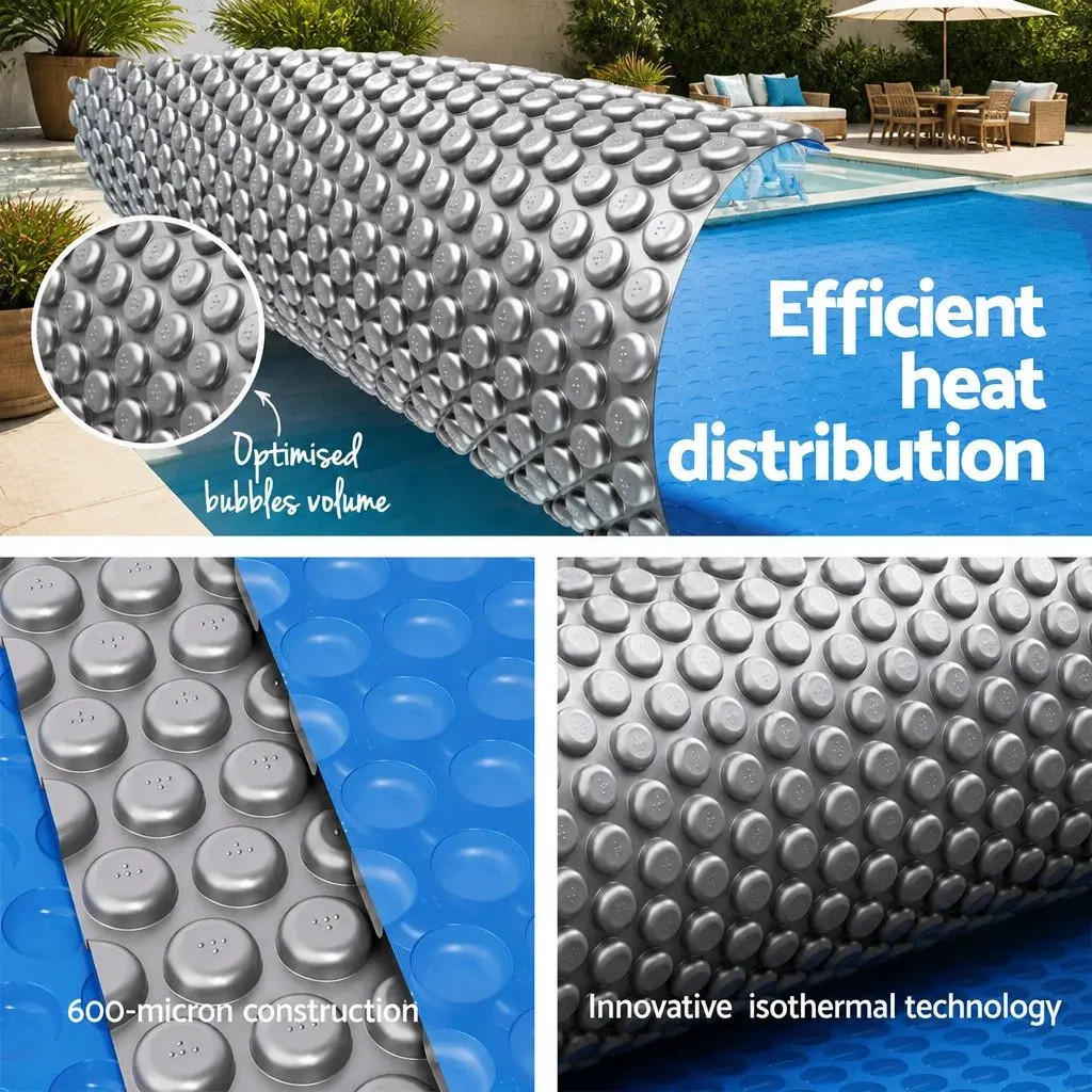 Pool Cover 11m x 6.2m with Aluminium Roller Solar Blanket 600 Micron