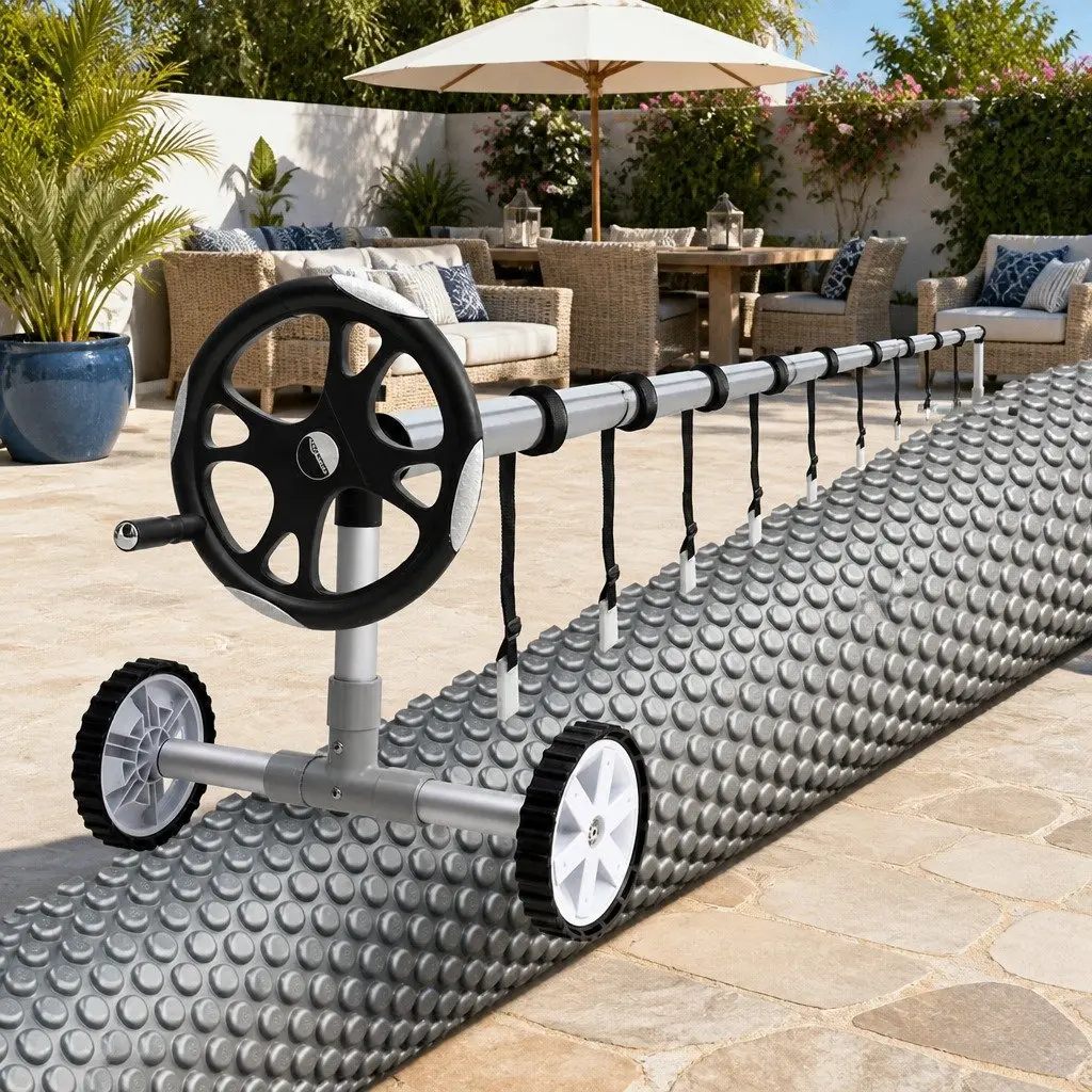 Pool Cover 11m x 6.2m with Aluminium Roller Solar Blanket 600 Micron