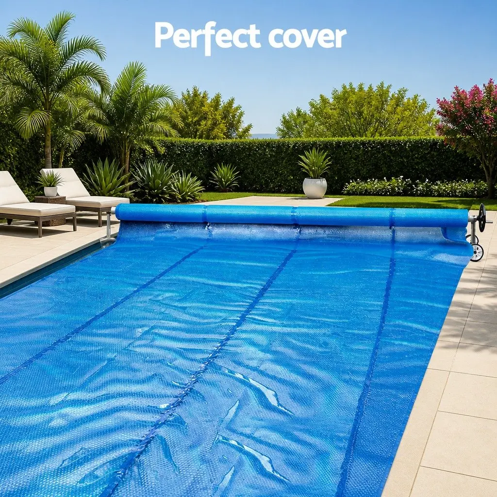 Pool Cover with Aluminium Roller for Swimming Pool 11m x 6.2m 400 Micron