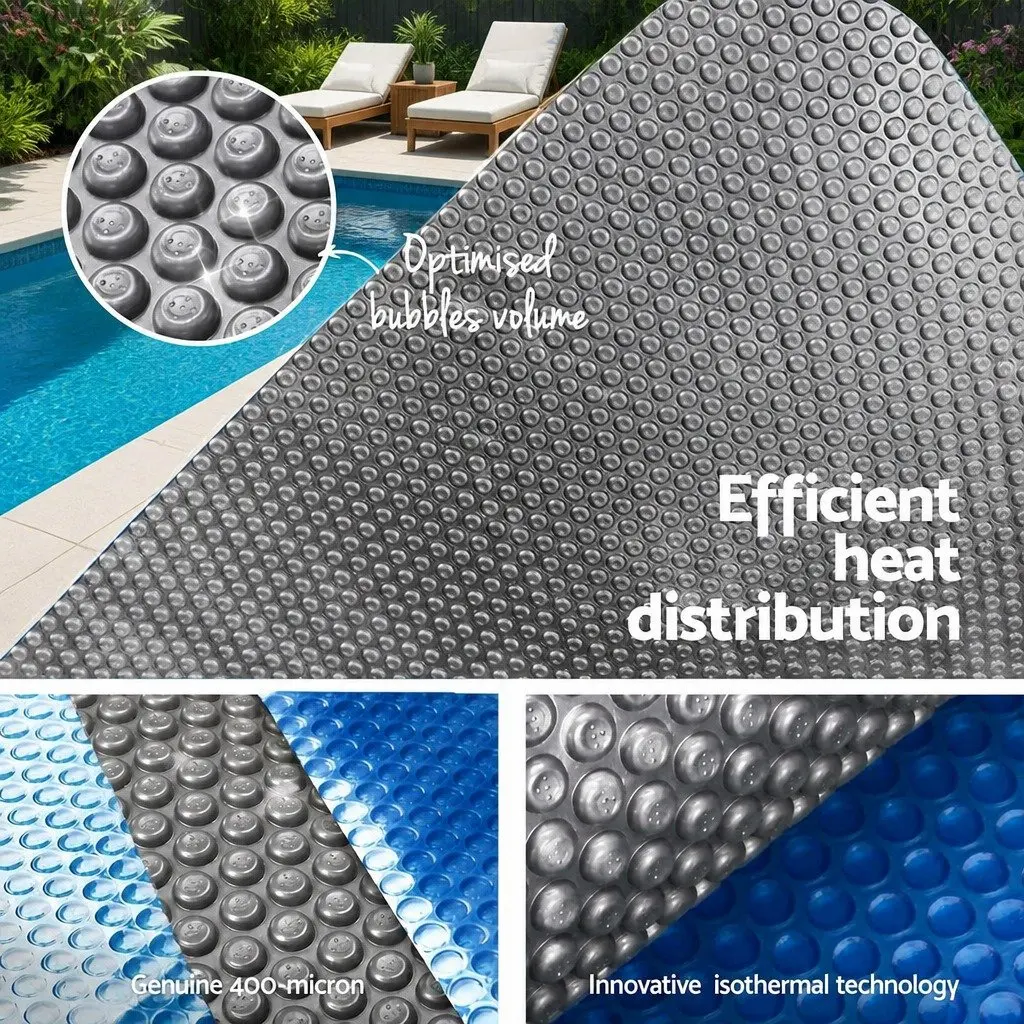 Pool Cover with Aluminium Roller for Swimming Pool 11m x 6.2m 400 Micron