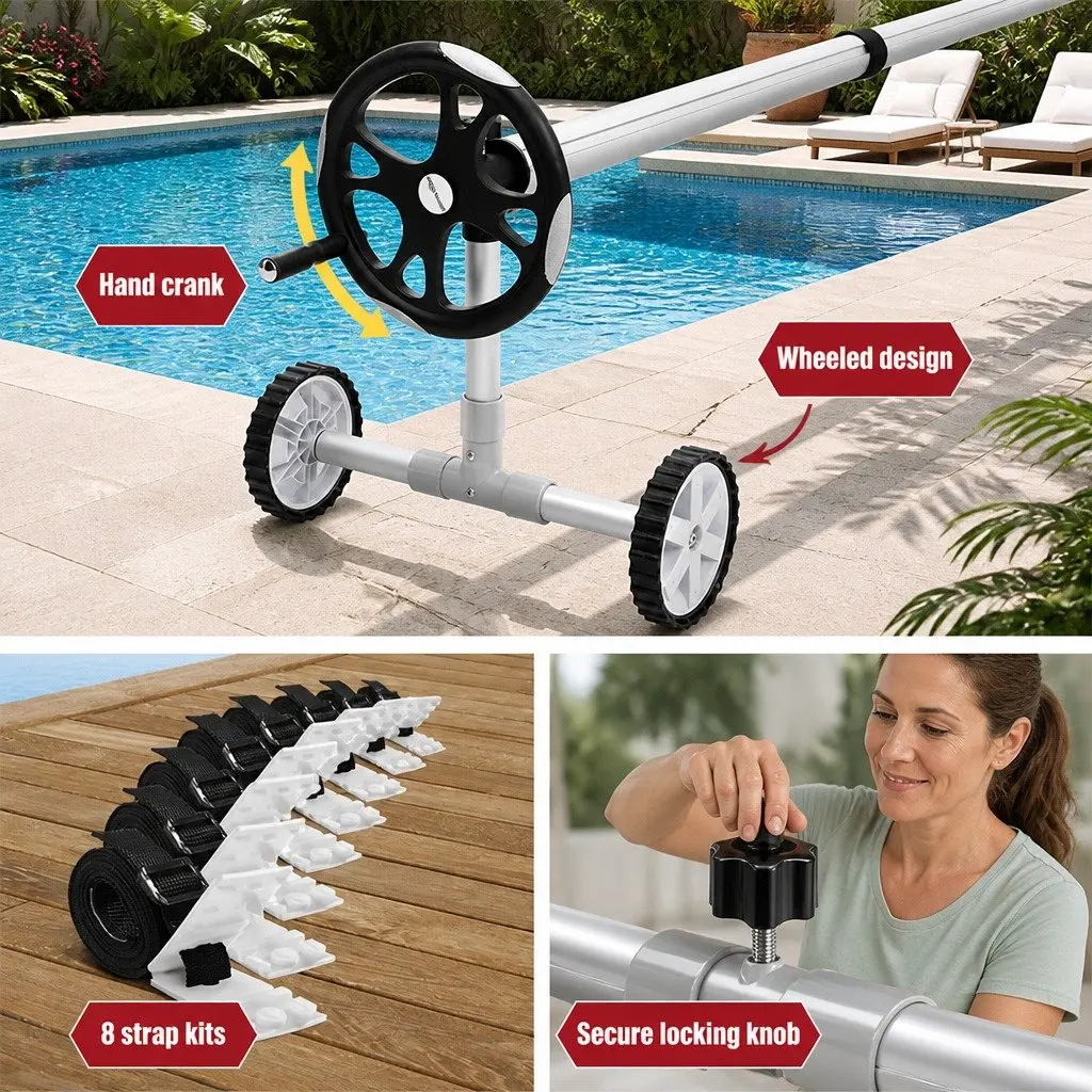 Pool Cover with Aluminium Roller for Swimming Pool 11m x 6.2m 400 Micron