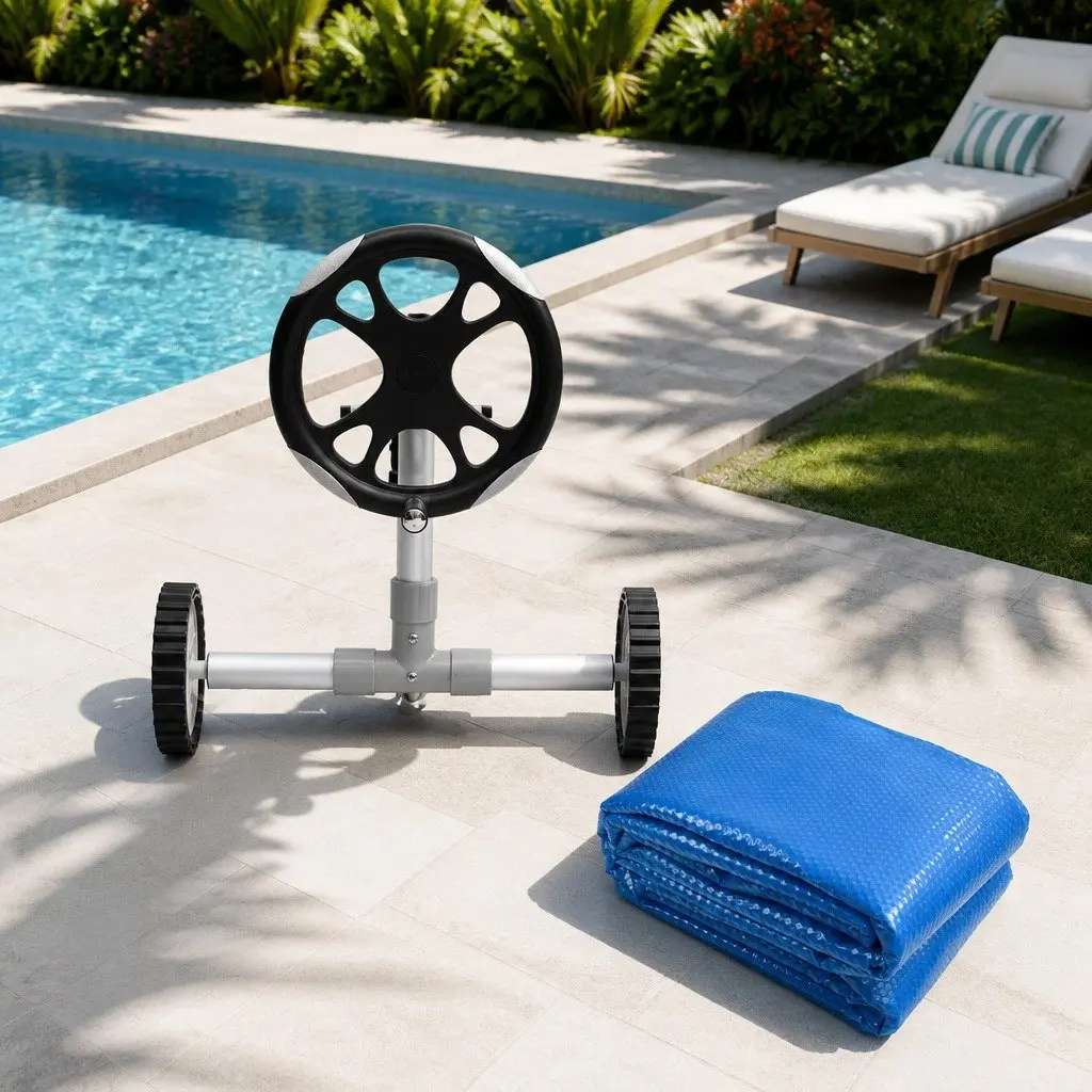 Pool Cover with Aluminium Roller for Swimming Pool 11m x 6.2m 400 Micron
