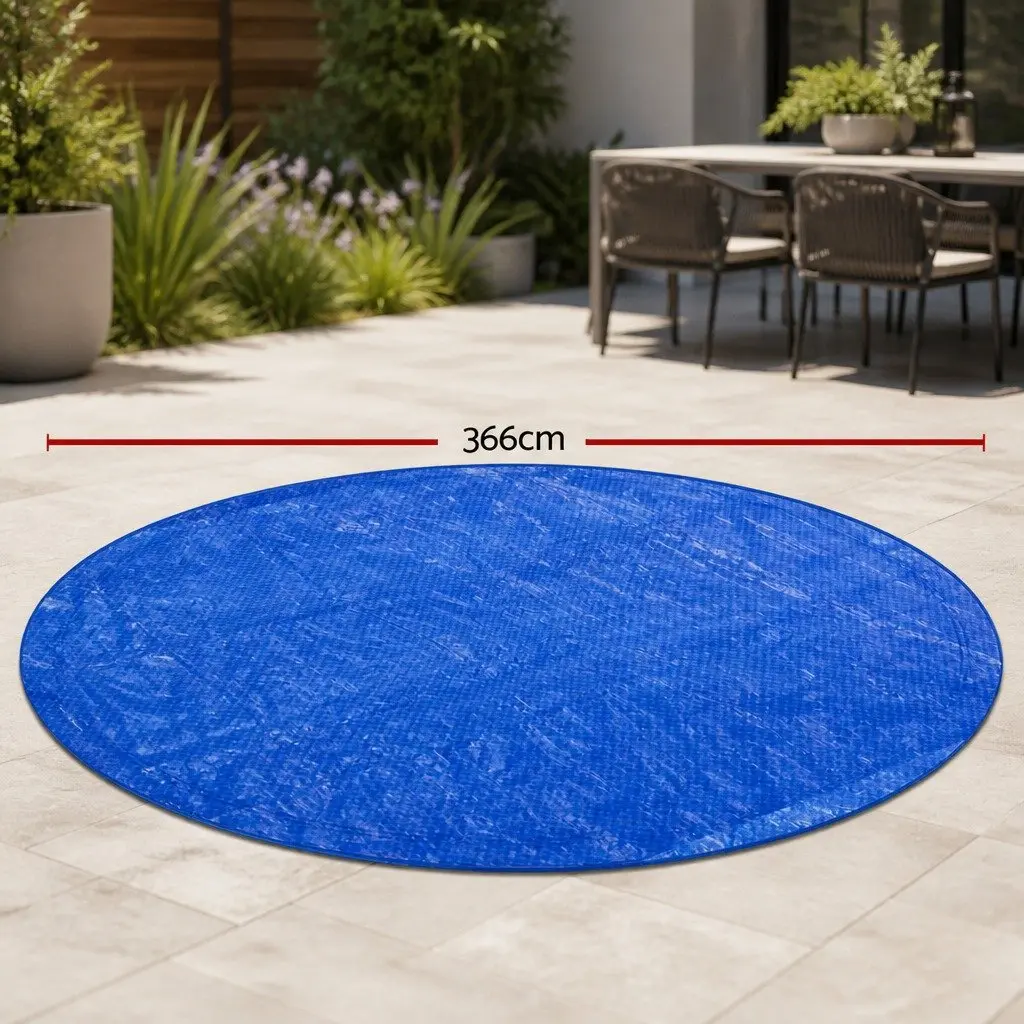 Round Pool Cover for Above-Ground Use 3.66m Diameter Blue with Drainage Holes and Ropes