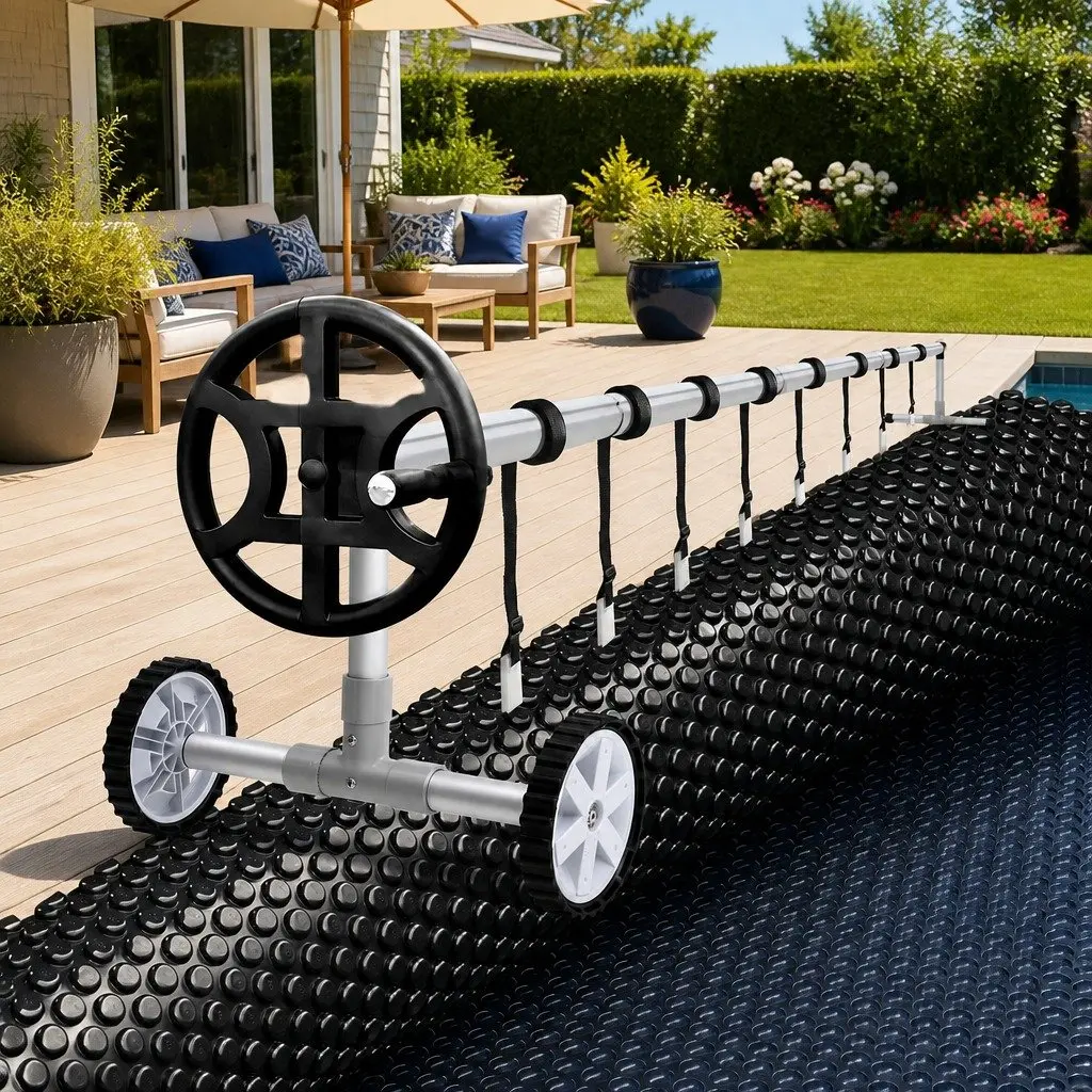 Solar Pool Cover 600 Micron 6.5m x 3m with Aluminium Roller