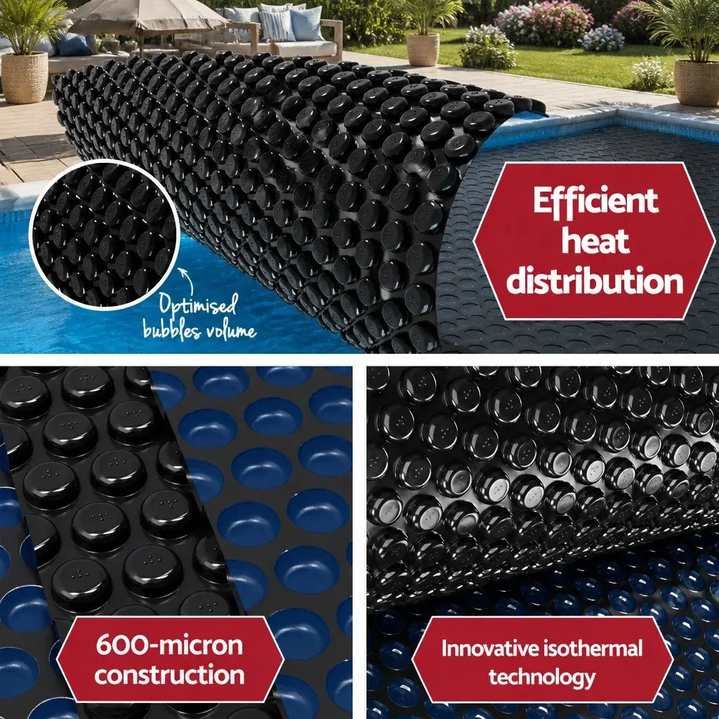 Solar Pool Cover 600 Micron 6.5m x 3m with Aluminium Roller