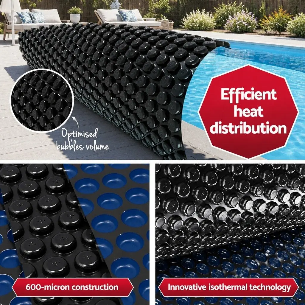 Solar Pool Cover 600 Micron 6.5m x 3m with Aluminium Roller
