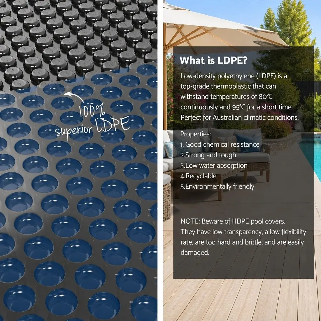 Solar Pool Cover 600 Micron 6.5m x 3m with Aluminium Roller