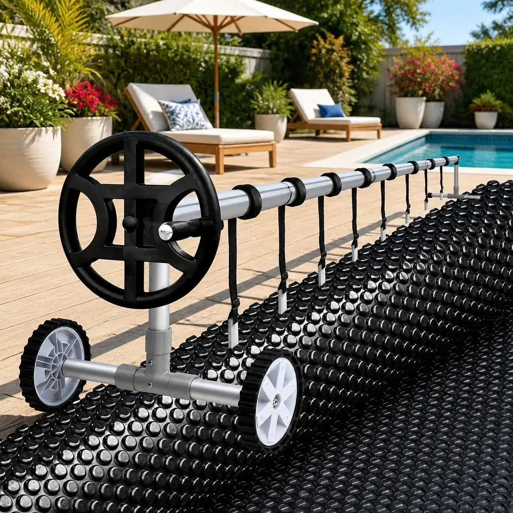 Solar Pool Cover 600 Micron 6.5m x 3m with Aluminium Roller