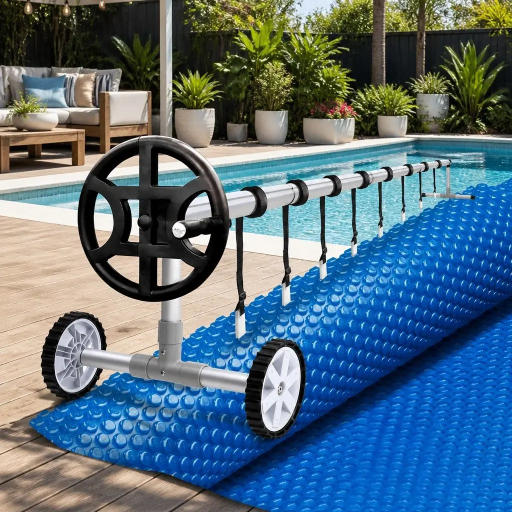 6.5m x 3m Solar Pool Cover and Aluminium Roller