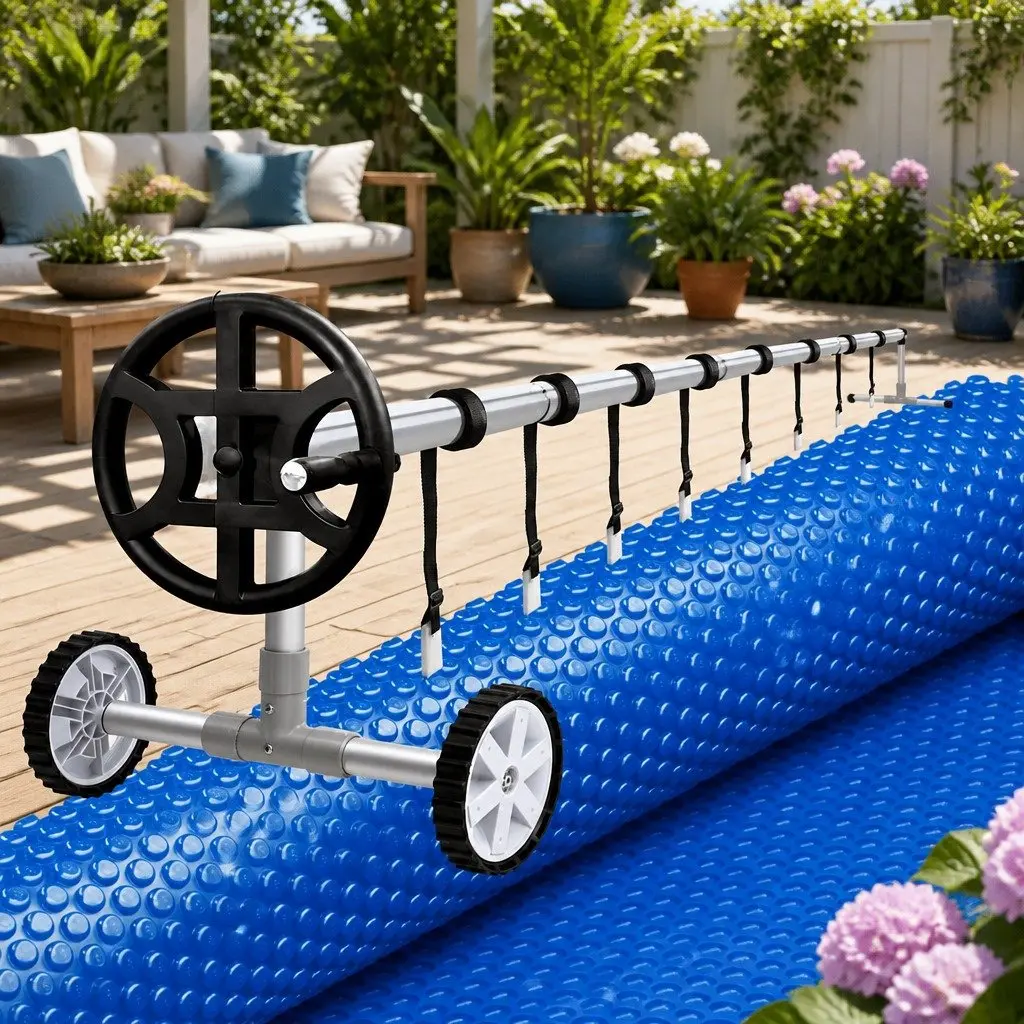 6.5m x 3m Solar Pool Cover and Aluminium Roller