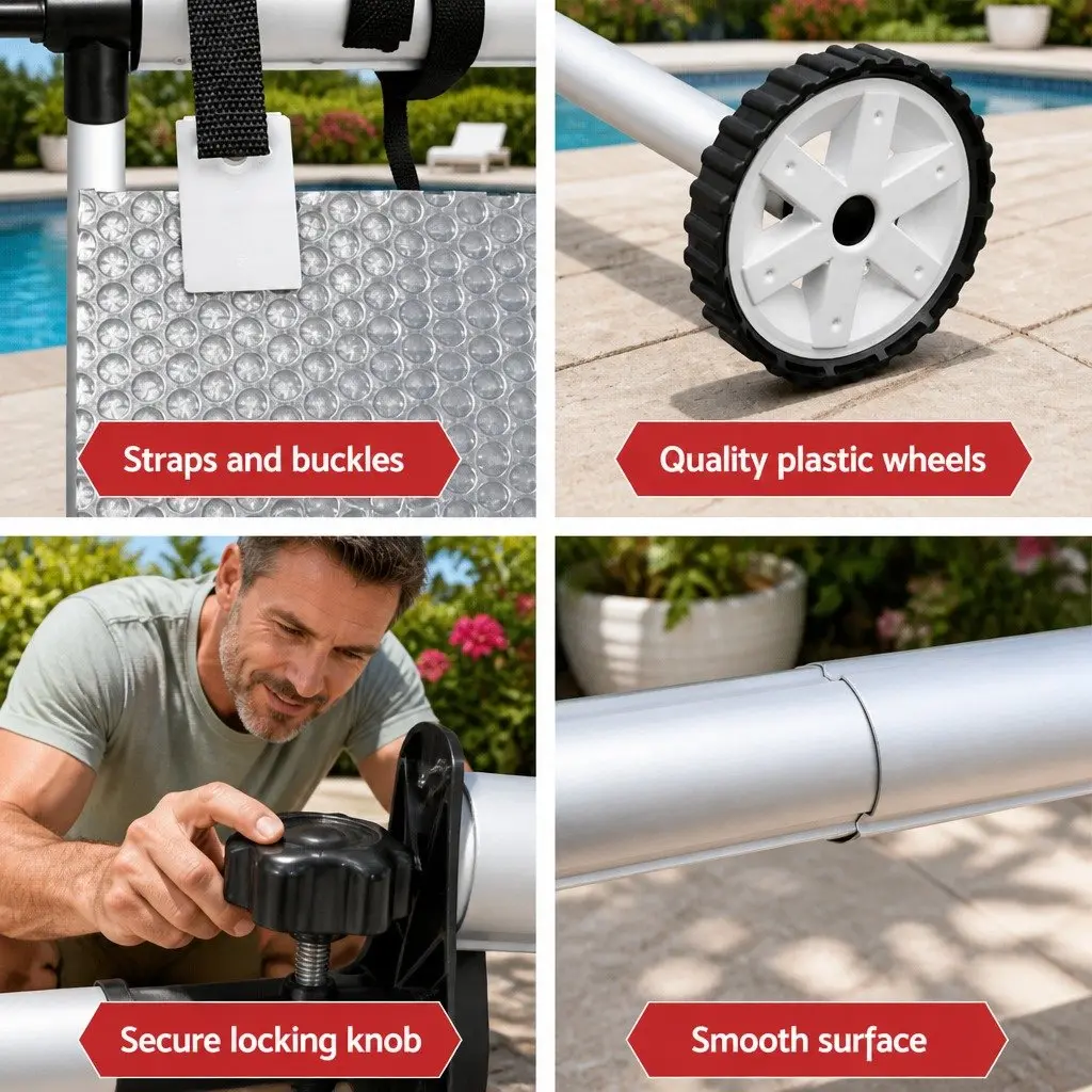 Pool Cover 6.5x3m Solar Blanket with Aluminium Roller 2.1-4.05m