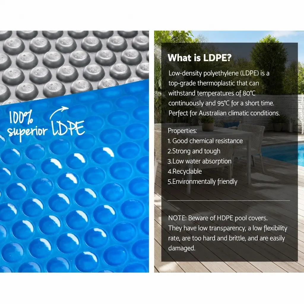 Solar Pool Cover 6.5x3m 400 Micron Bubble Blue Silver Isothermal