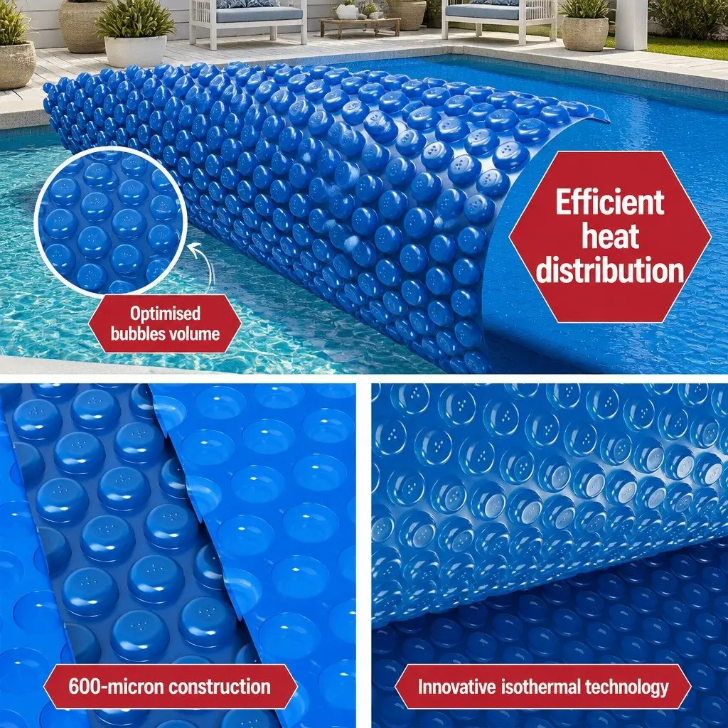 Pool Cover 7x4m Solar Blanket 600 Micron with Aluminium Roller for Swimming Pool