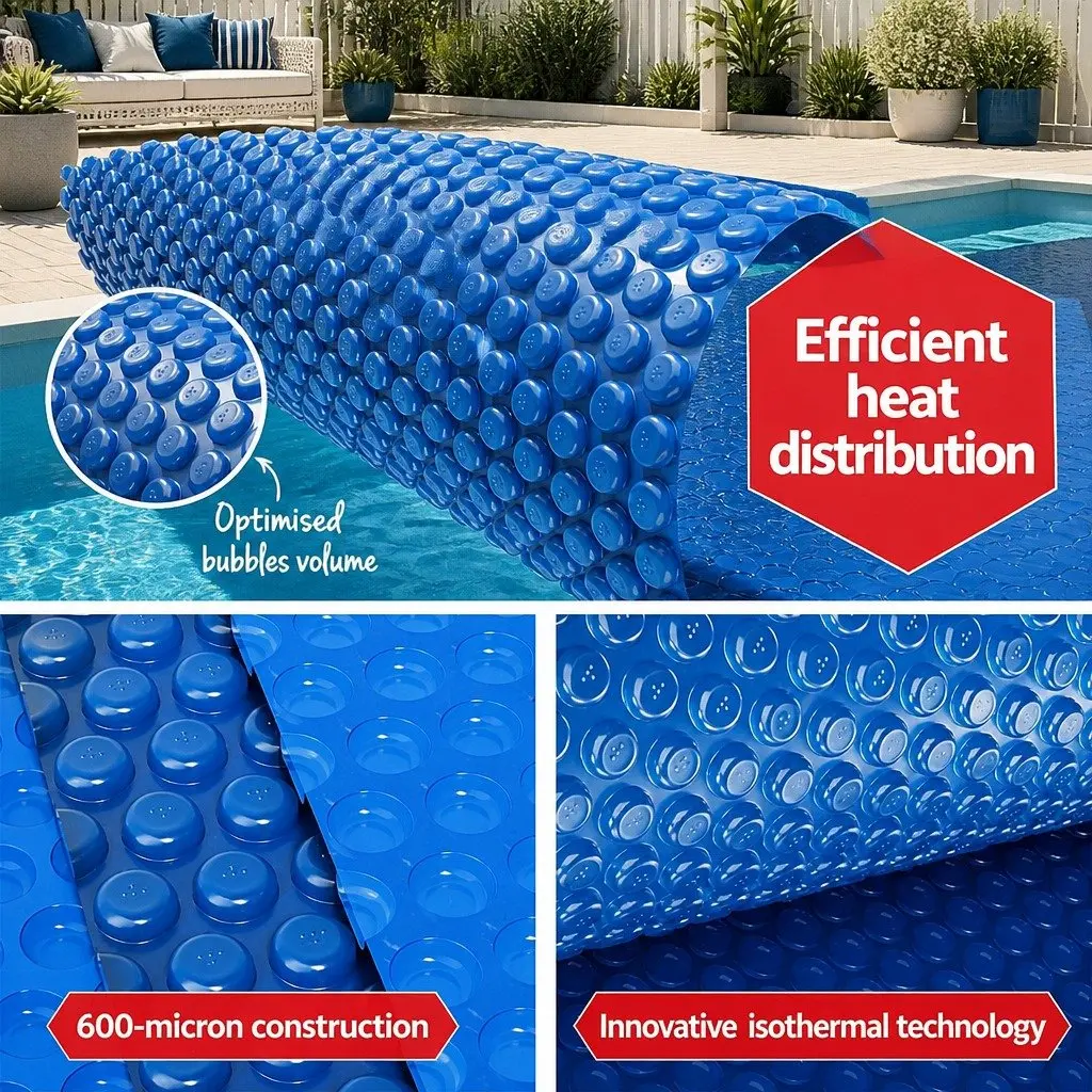 Pool Cover 7x4m Solar Blanket 600 Micron with Aluminium Roller for Swimming Pool