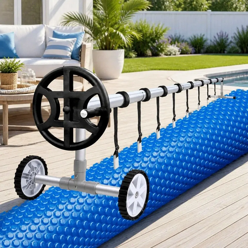 Pool Cover 7x4m Solar Blanket 600 Micron with Aluminium Roller for Swimming Pool