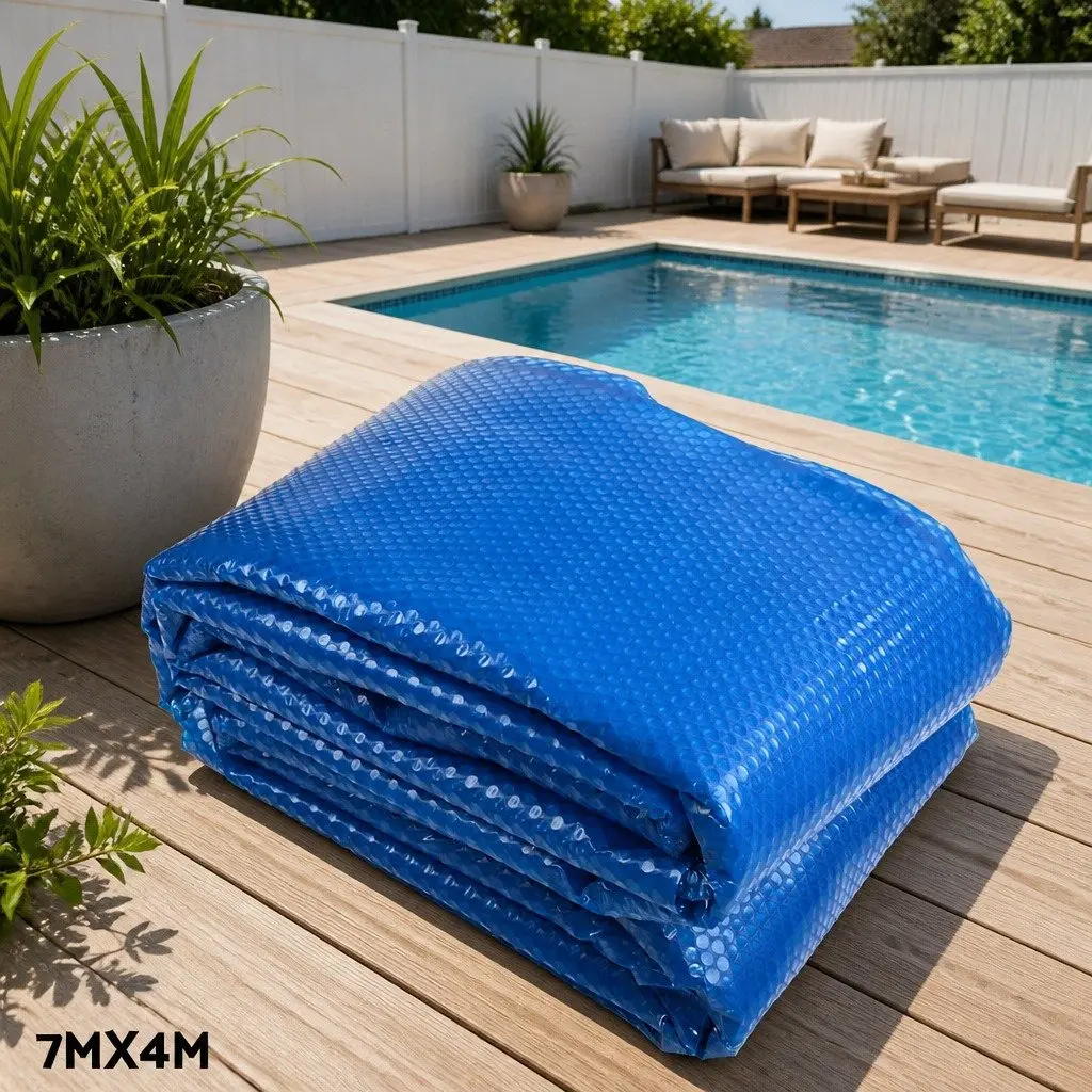 Pool Cover 7x4m Solar Blanket 500 Micron with Aluminium Roller Heating System