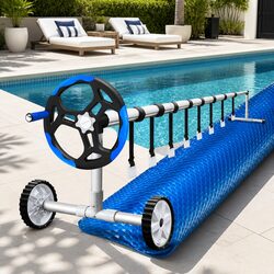 Pool Cover Solar Blanket 7x4m 500 Micron Roller Aluminium Portable Swimming