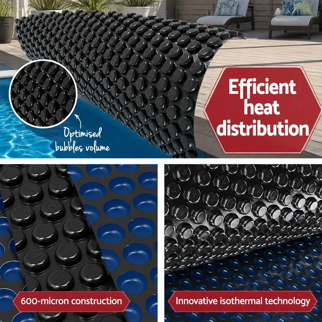 Pool Cover 7x4m Solar Blanket with Aluminium Roller Crank Black Blue