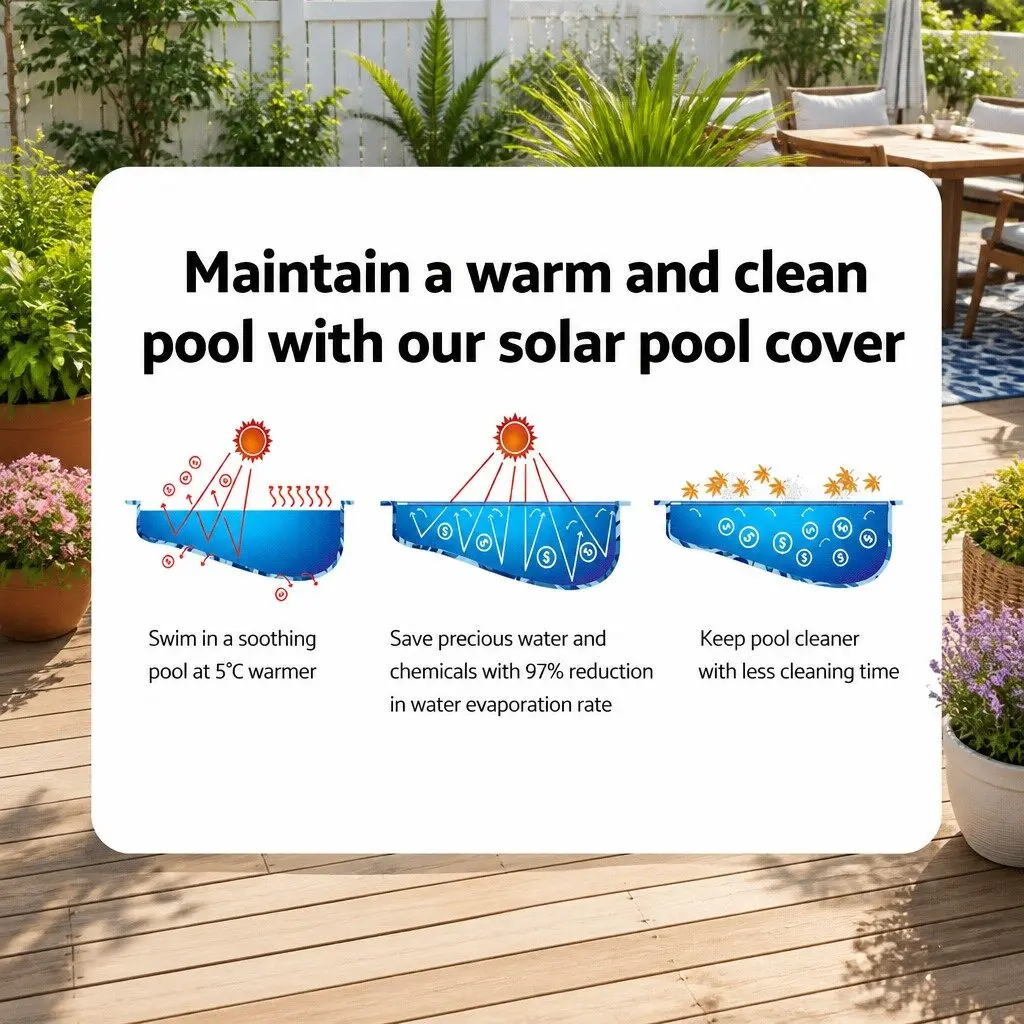 Solar Pool Cover for Swimming Pool 8m x 4.2m 500 Micron Blue Silver Bubble