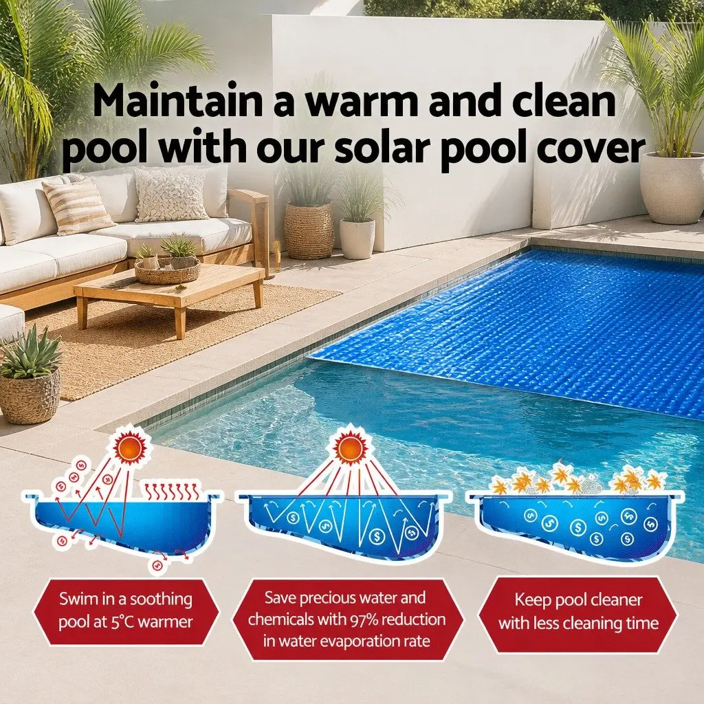 Solar Pool Cover for Swimming Pool 8M x 4.2M 400 Micron Blue
