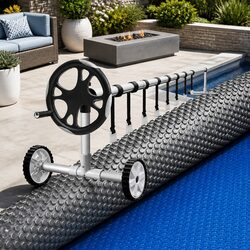 8x4.2m Solar Pool Cover, 600 Micron with Adjustable Roller