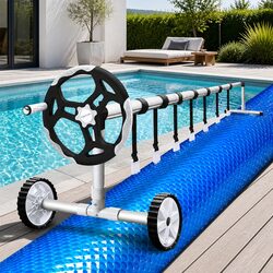 Pool Cover 9.5x5m Solar Blanket 500 Micron with Aluminium Roller Adjustable