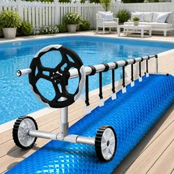 9.5x5m Pool Cover: 400 Micron with Adjustable Aluminium Roller