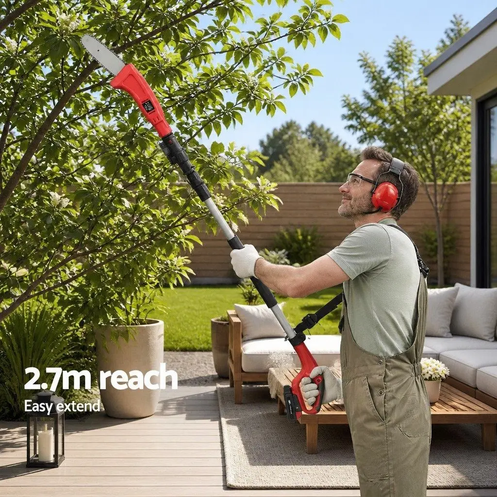 Cordless Pole Chainsaw for Trimming and Pruning 8 Inch Bar 2.7m Reach
