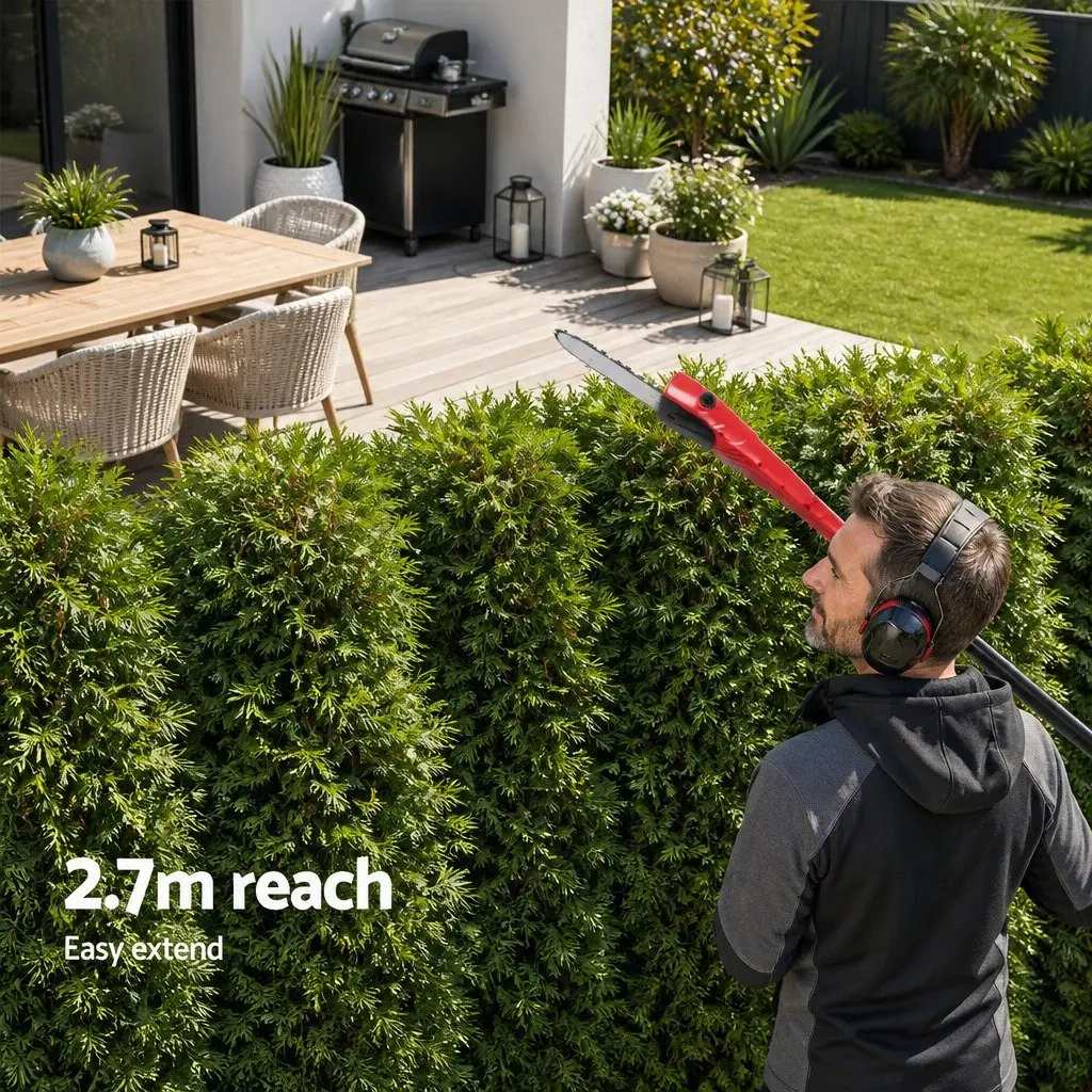 Cordless Pole Chainsaw and Hedge Trimmer 2in1 for Garden 8 Inch 20V Battery 2.7m Reach