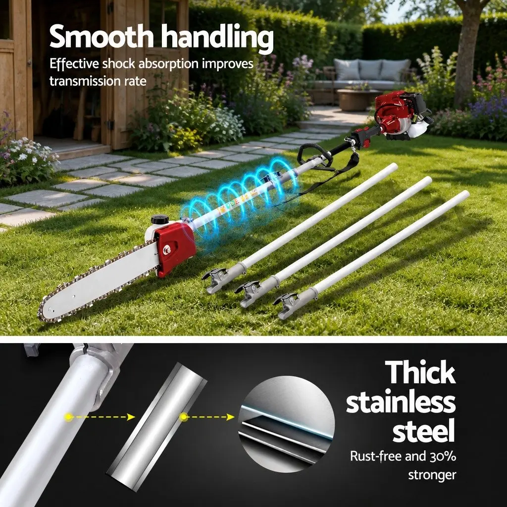 Pole Chainsaw 12 Inch Bar 31cc 4-Stroke Petrol Garden Pruner with Adjustable Extension Poles