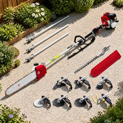 Pole Chainsaw 2 Stroke Petrol Tree Pruner 9 in 1 Long Reach Garden Tool 12 Inch