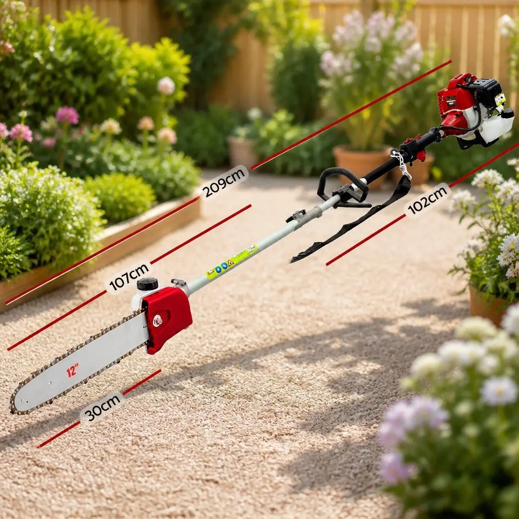 Pole Chainsaw Garden Tool 12 Inch 9 in 1 Long Reach 52cc Petrol Two Stroke