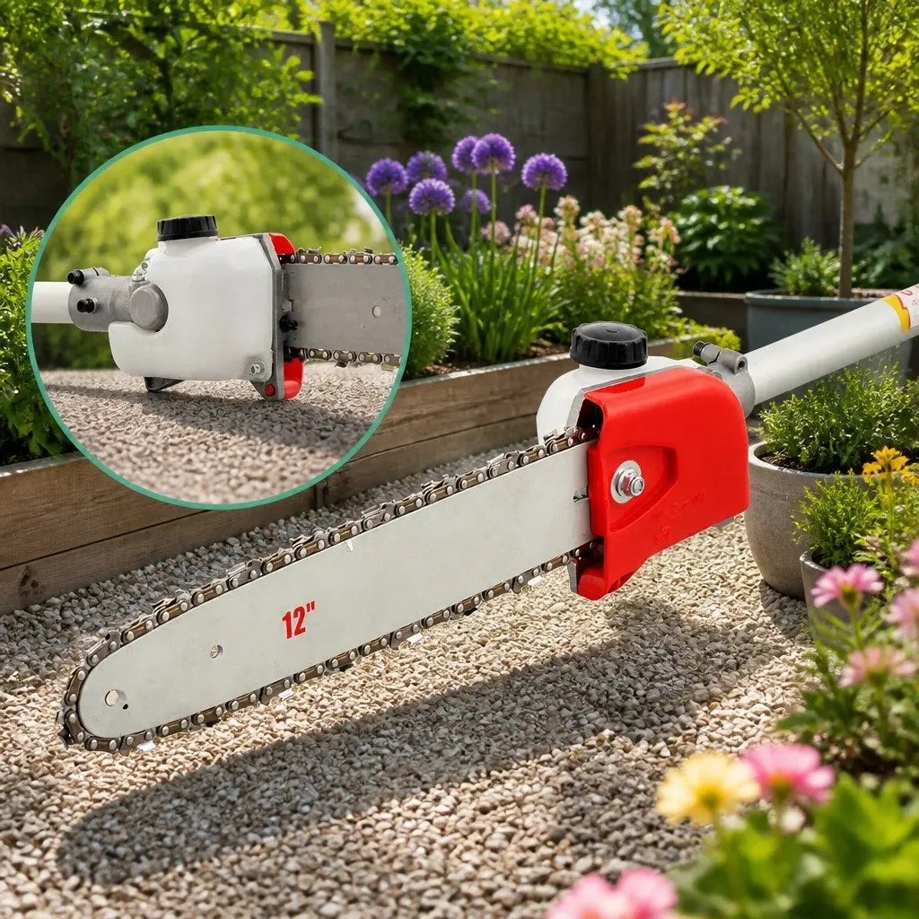 Pole Chainsaw Garden Tool 12 Inch 9 in 1 Long Reach 52cc Petrol Two Stroke