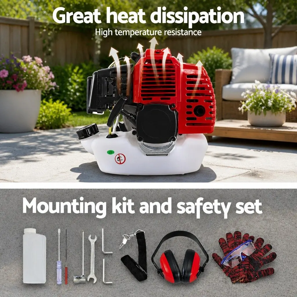 Pole Chainsaw Petrol Hedge Trimmer Tree Pruner 5 In 1 Multi-Tool Red 52cc