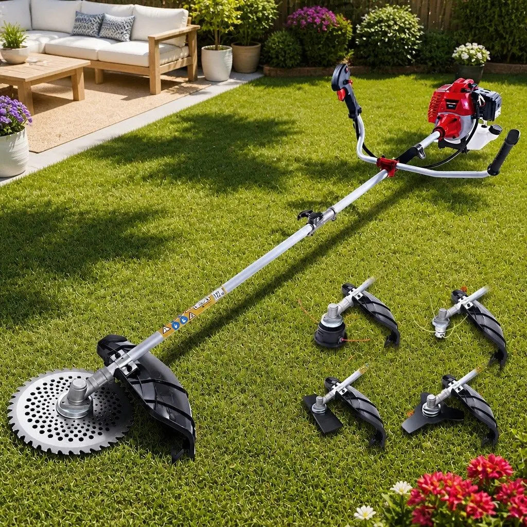 Pole Chainsaw Petrol Hedge Trimmer Tree Pruner 5 In 1 Multi-Tool Red 52cc