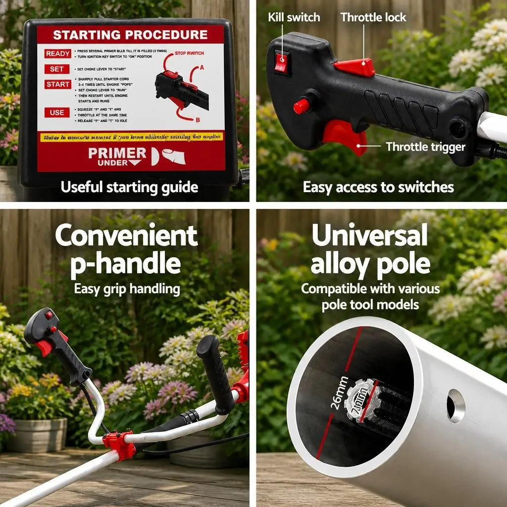 7 in 1 Pole Chainsaw Multi Tool for Garden Maintenance 52cc 2 Stroke Petrol Engine