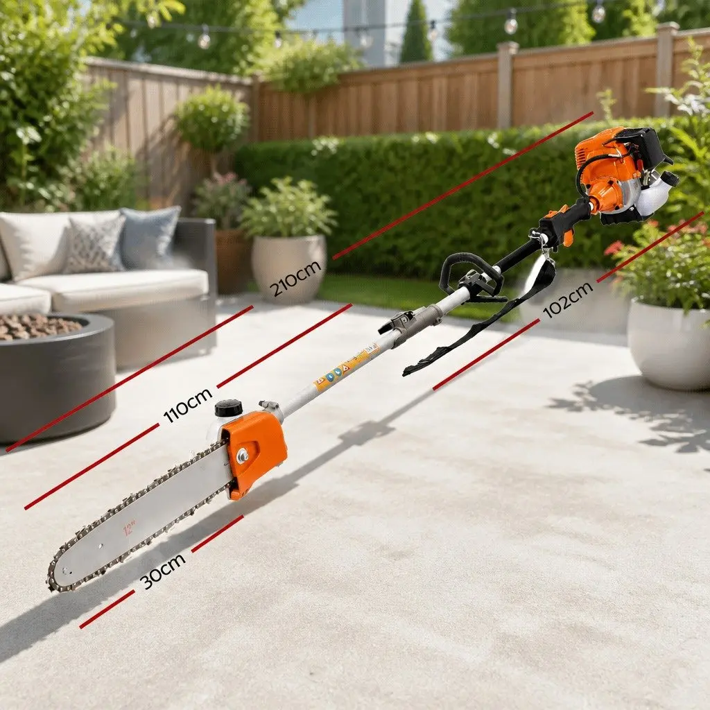 Petrol Pole Chainsaw Tree Pruner 12 Inch Bar 5.6m Extension