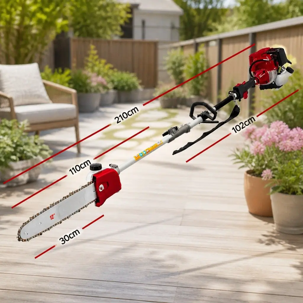 Pole Chainsaw 52cc 7 in 1 Petrol for Trimming Cutting Pruning with Extension Poles