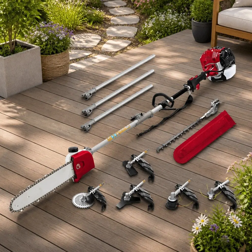 Pole Chainsaw 52cc 7 in 1 Petrol for Trimming Cutting Pruning with Extension Poles