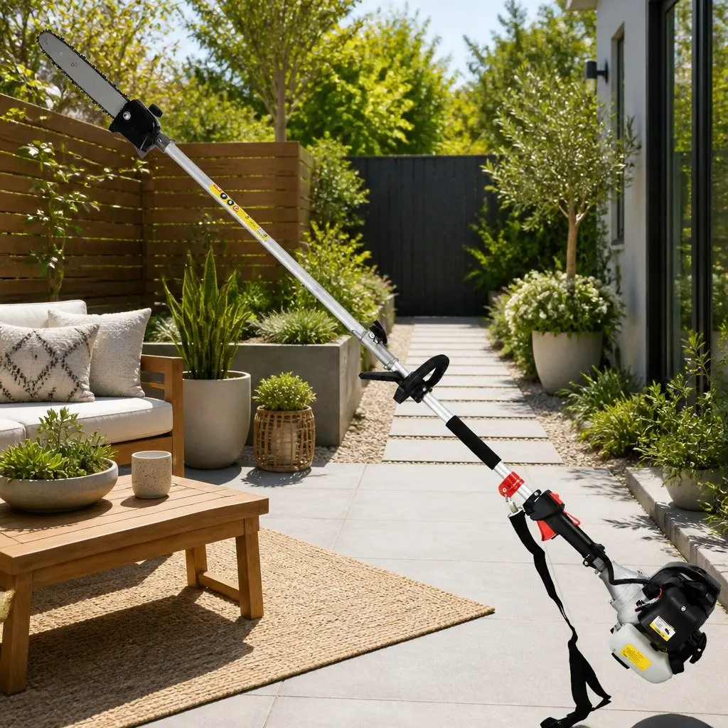 65CC Petrol Pole Chainsaw 7-in-1 Multi-Tool Hedge Trimmer Brush Cutter Whipper
