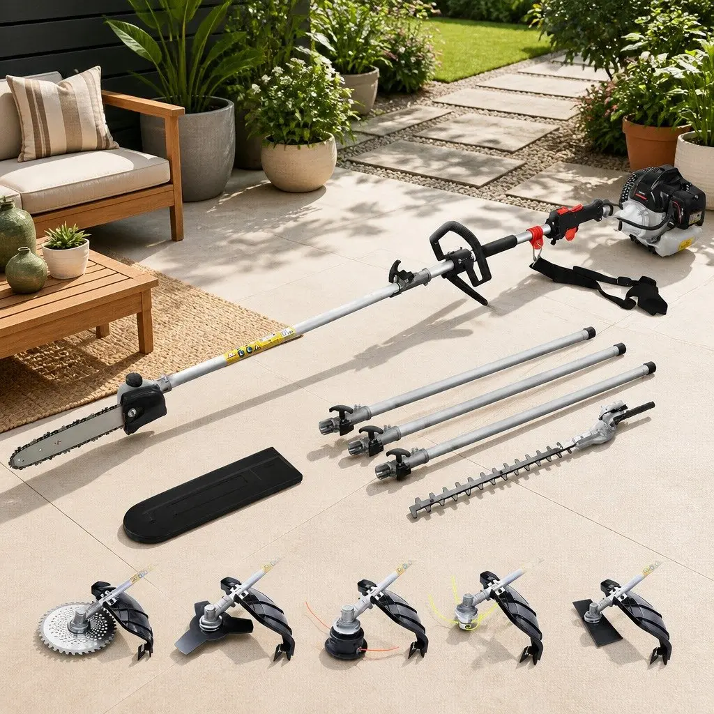65CC Petrol Pole Chainsaw 7-in-1 Multi-Tool Hedge Trimmer Brush Cutter Whipper
