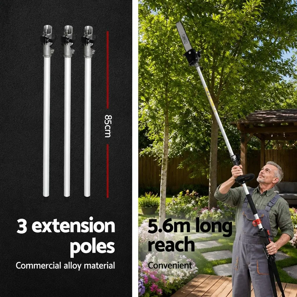 65CC Pole Chainsaw Pruning Tool Extended Reach for Tree Trimming 5.6 Metres